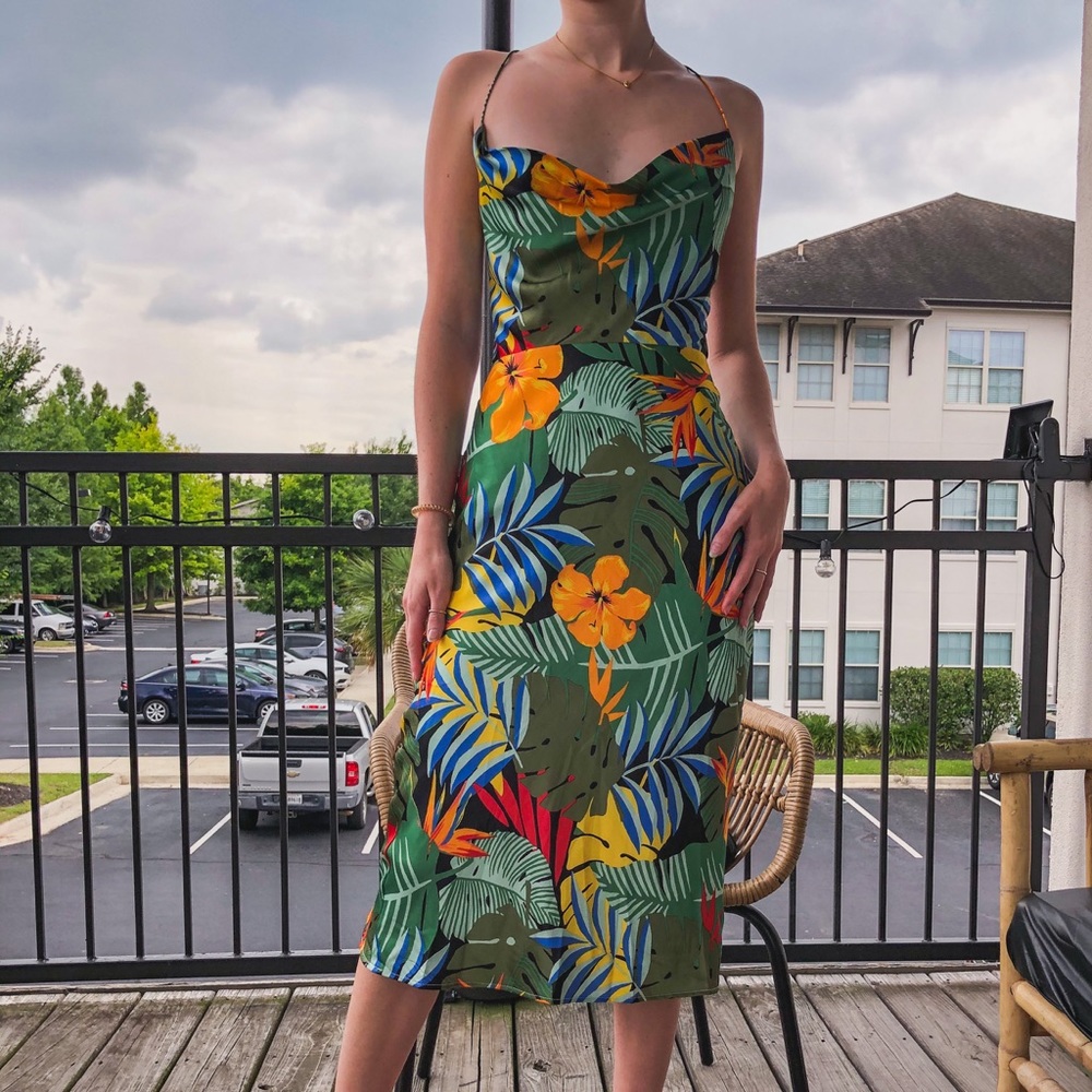 NWT tropical cowl neck dress